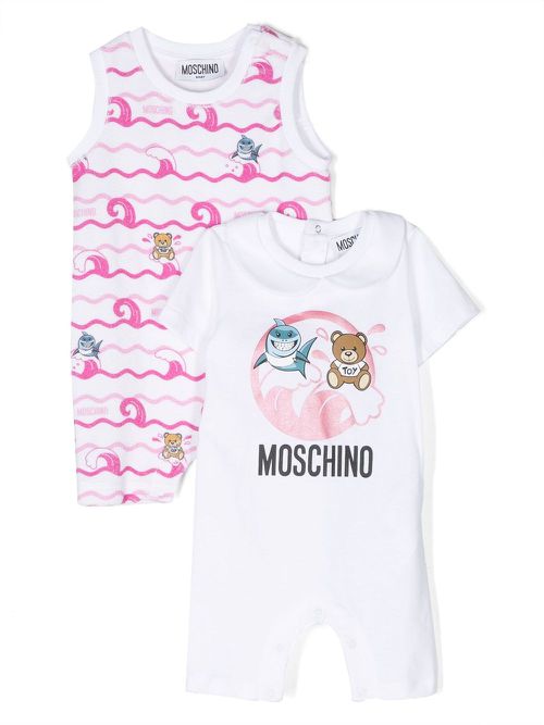 Logo-print cotton bodies set - White