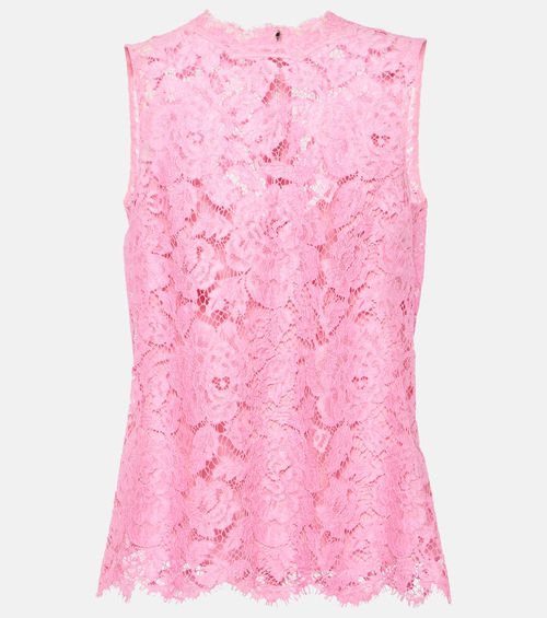 Floral crepe de chine lace top