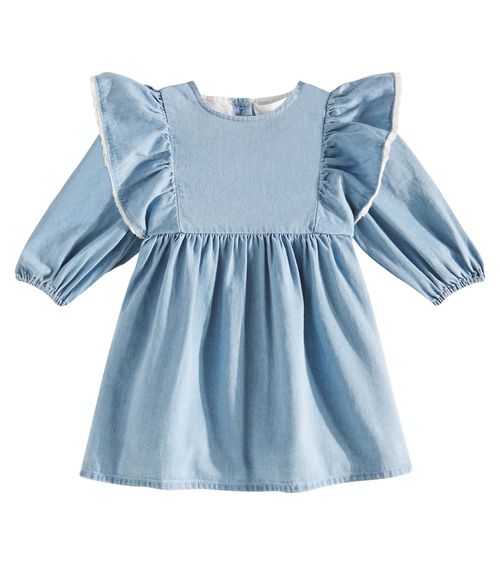 C'era Una Volta Baby Luna ruffled denim dress
