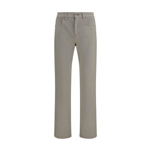 Tapered Cotton Denim Jeans — Beige