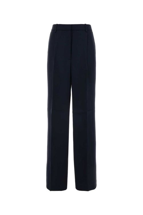 Midnight Blue Satin Wide-Leg Trent Pant Navy Exterior: Viscose Pantaloni - Women
