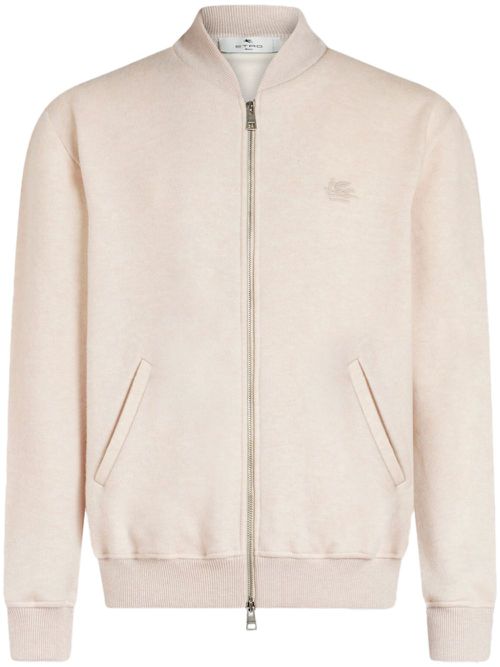 Pegaso-embroidered wool bomber jacket - Neutrals