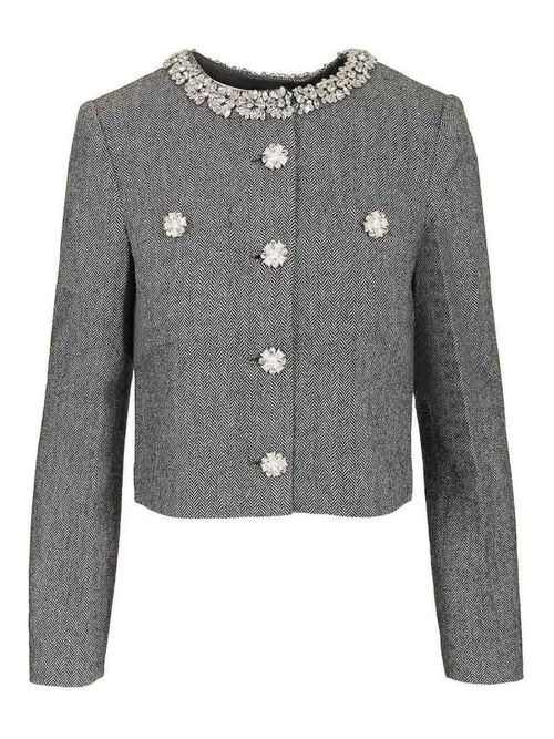 Herringbone Jacket With Crystal Trim