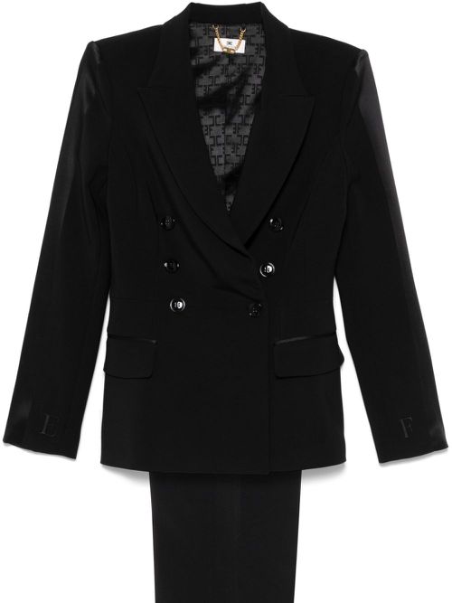 Double-breasted crepe blazer - Black