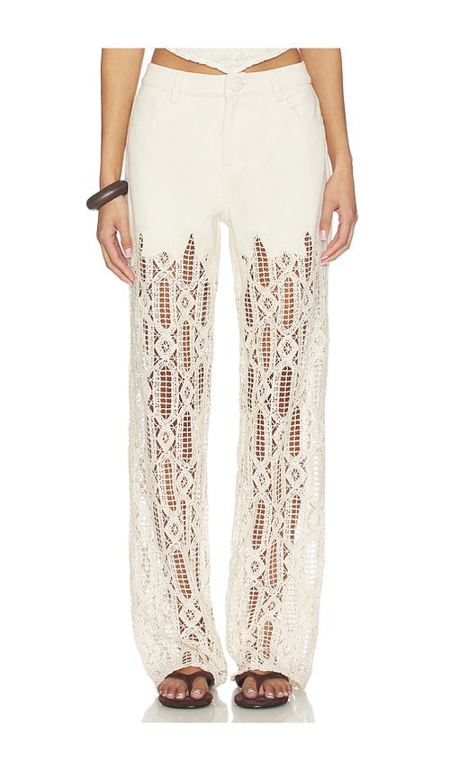 SELMACILEK High Waisted Flare Pant in Ivory. - M also in L