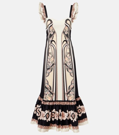 Gingerbread printed cotton-blend midi dress