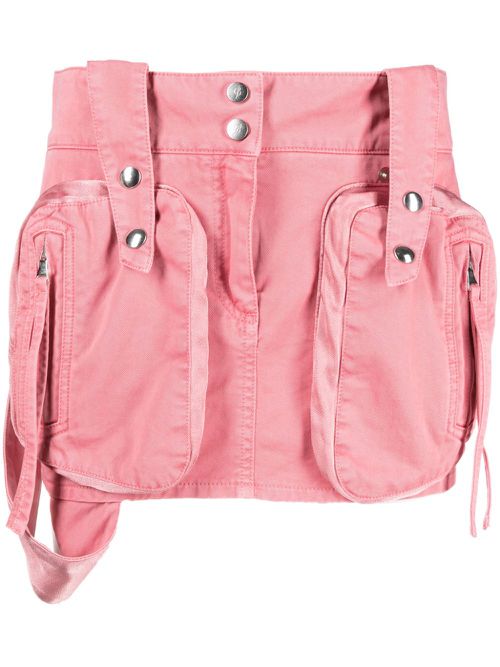 Patch-pockets cotton miniskirt - Pink