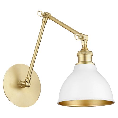 5392 Wall Mounts 1-Light Wall Mount in Aged Brass w with Studio White