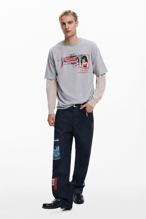 Oriental printed jean
