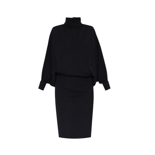 Wool Turtleneck Dress — Black