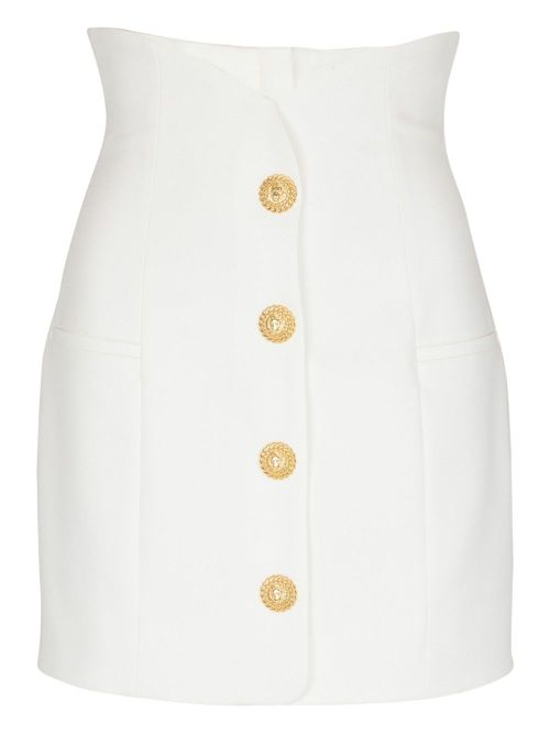 Decorative-button mini skirt - White