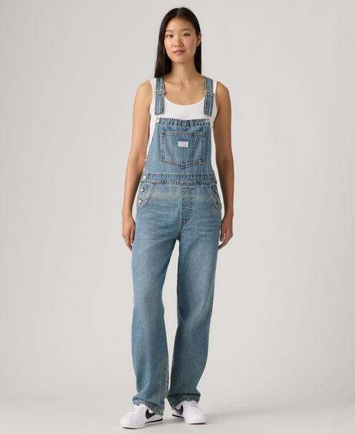 Women's Vintage-Inspired Drapey Fit Denim Overalls - File Away