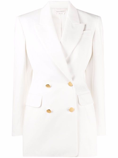 Double-breasted tailored blazer - White
