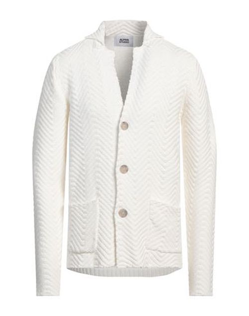 Alpha Studio Man Cardigan White Size 36 Cotton
