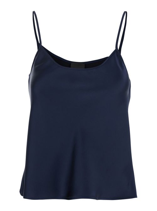 Satin Spaghetti Strap Tank Top — Blue