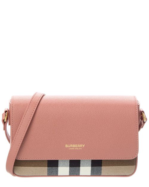 Check Canvas & Leather Shoulder Bag