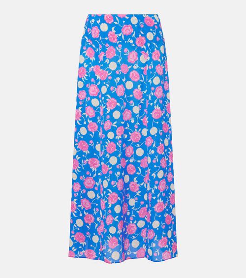 Carpi floral silk midi skirt