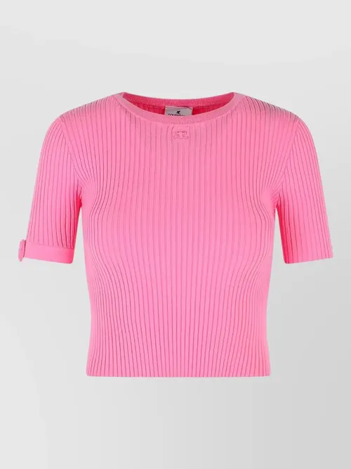 Courrèges - viscose blend t shirt button detai