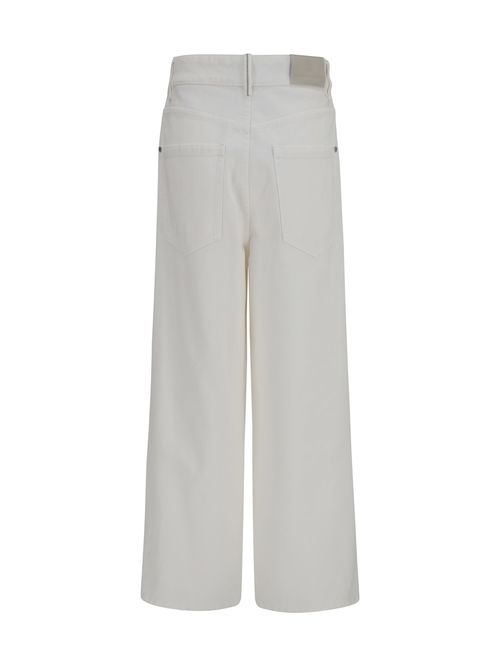 High-Waist Palazzo Cotton Trousers — White