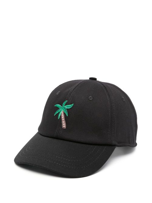 Palm tree-embroidery baseball cap - Black