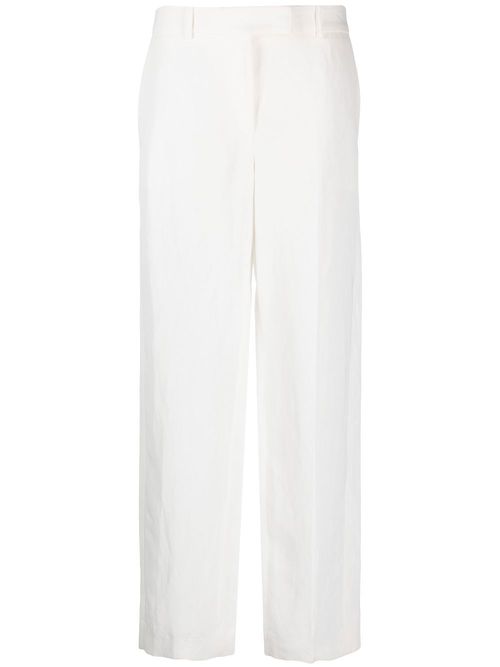 Linen-blend straight leg trousers - White