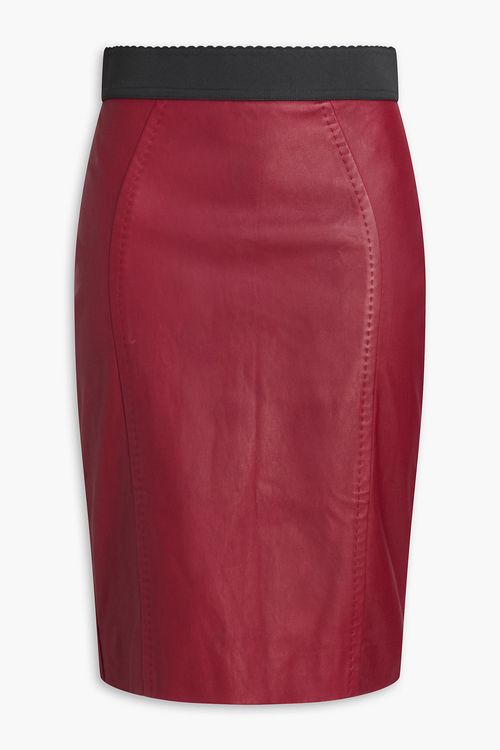 Leather pencil skirt - Burgundy - IT 42