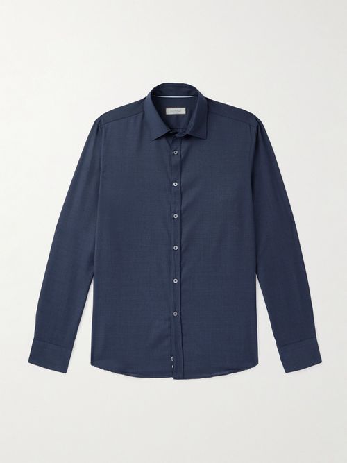 Men - Impeccabile Cutaway-Collar Wool-Poplin Shirt
