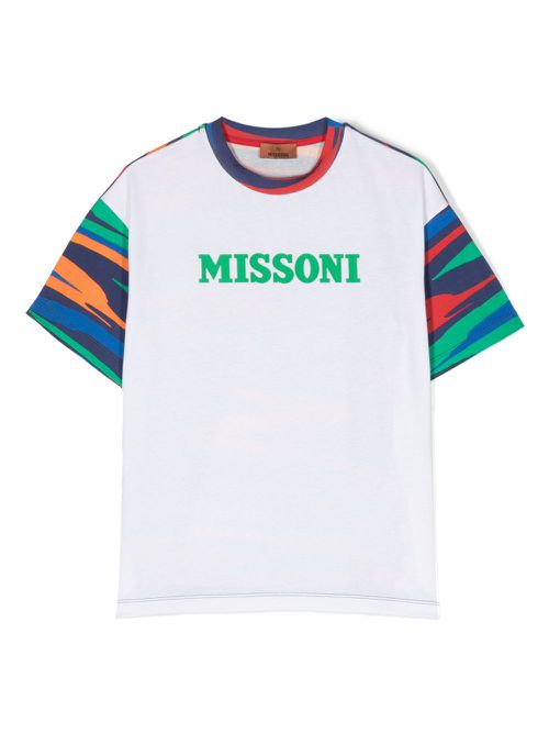 Rubberised-logo zigzag-pattern T-shirt - Blue
