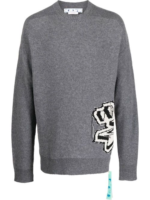 Graffiti chunky-knit jumper - Grey