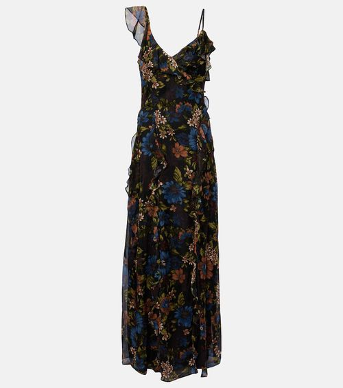 Madeline ruffled floral silk maxi dress