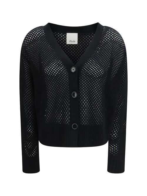 Open-Knit Virgin Wool and Cashmere Cardigan — Black