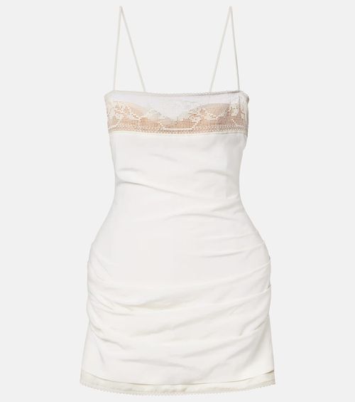 Lace-trimmed silk minidress