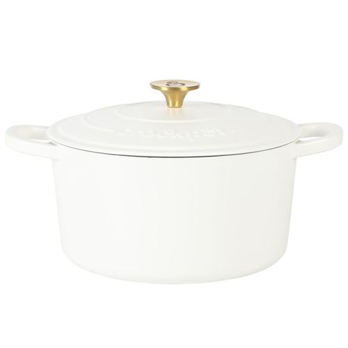Artisan 5 Quart Round Enameled Cast Iron Dutch Oven with Lid in Linen