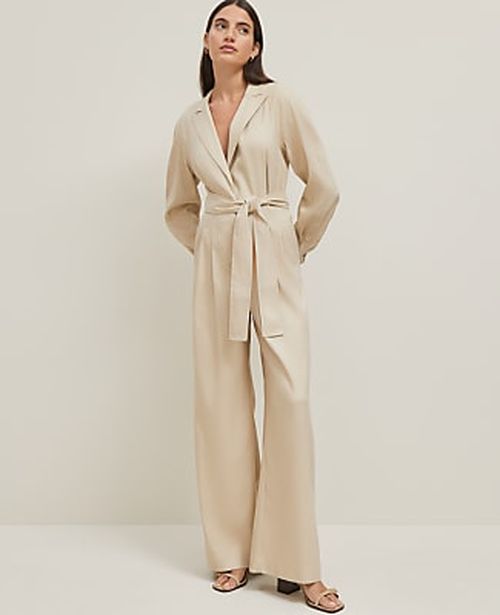Ann Taylor Petite Linen Blend Wide-Leg Jumpsuit