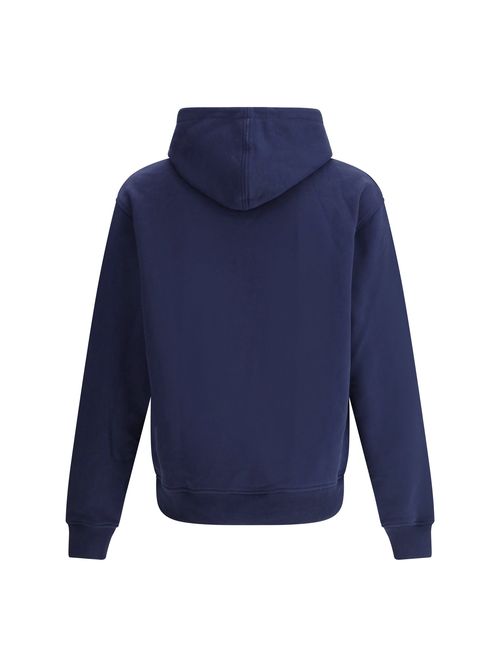 Embroidered Logo Cotton Hoodie — Navy