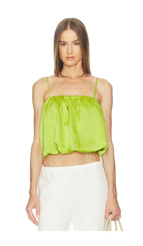 Susana Monaco Satin Bubble String Top in Green. XS. Also in S, M