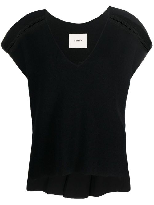 Hybrid V-neck top - Black