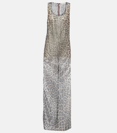 Crystal-embellished tulle maxi dress