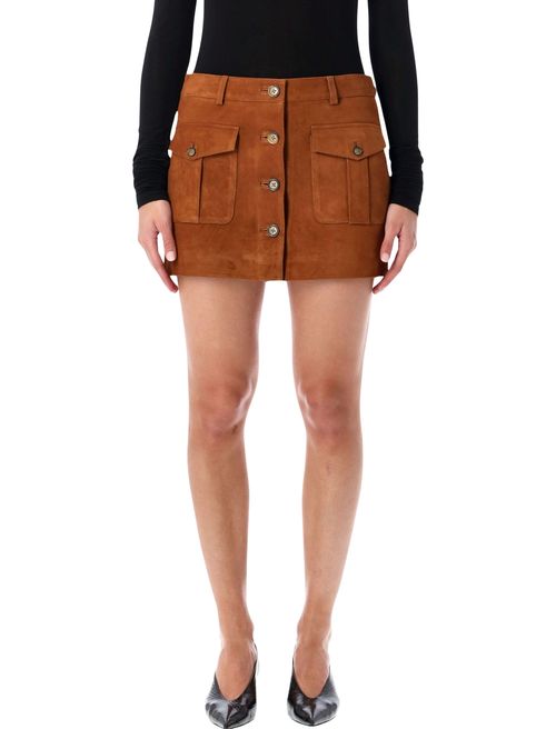 Elegant Mini Skirt with Decorative Buttons and Pockets