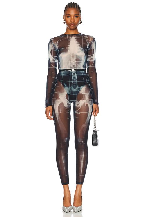 Jean Paul Gaultier Squeletor Catsuit in Black  Navy  & Light Blue - Black.  XXS also in