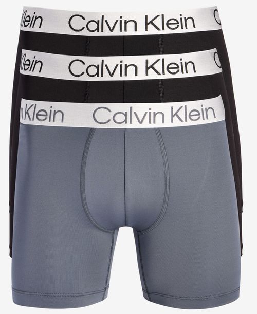 Men's 3-Pk. Chromatic Brushed Micro Boxer Briefs - Black/grey