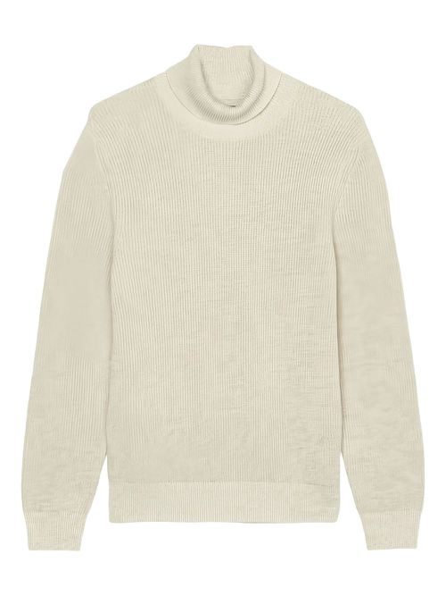 Roll-neck ribbed sweater - Neutrals