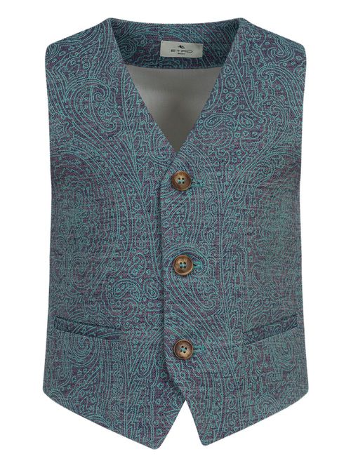 ETRO KIDS linen-cotton waistcoat - Blue