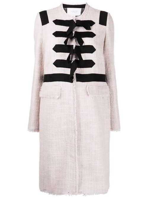 Single-breasted tweed coat - Pink