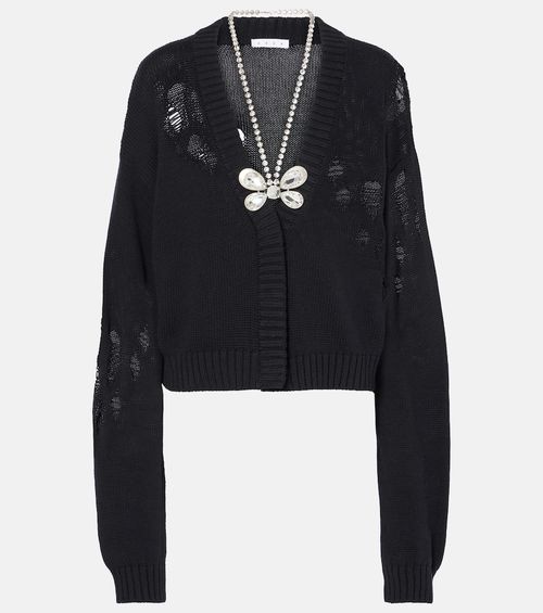 Embellished cotton and cashmere cardigan