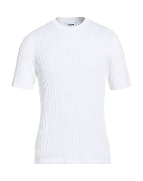 Man Sweater White Size 40 Cotton