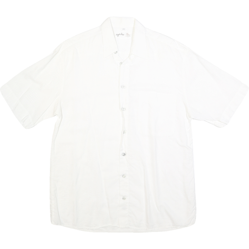 ANGELO LITRICO Mens White Cotton Blend Shirt M Short Sleeve Casual Summer
