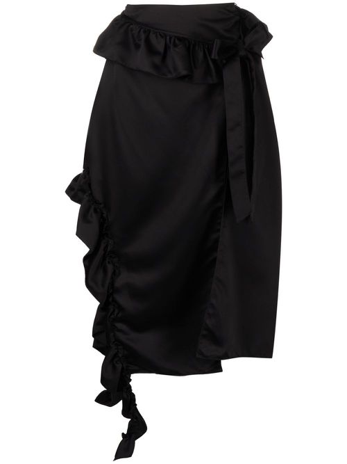 Ruffle-trim midi skirt - Black