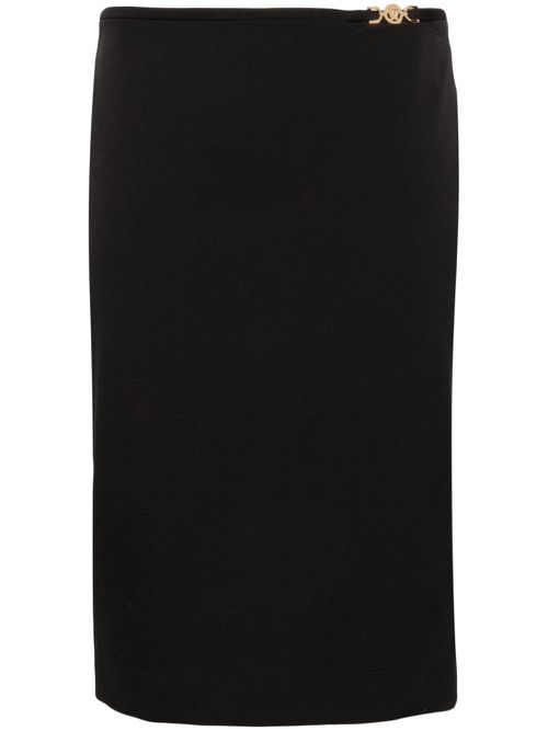 Medusa-plaque stretch-wool skirt - Black