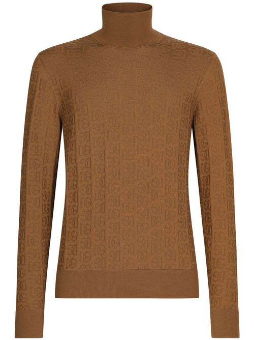 Logo-embroidery knitted top - Brown
